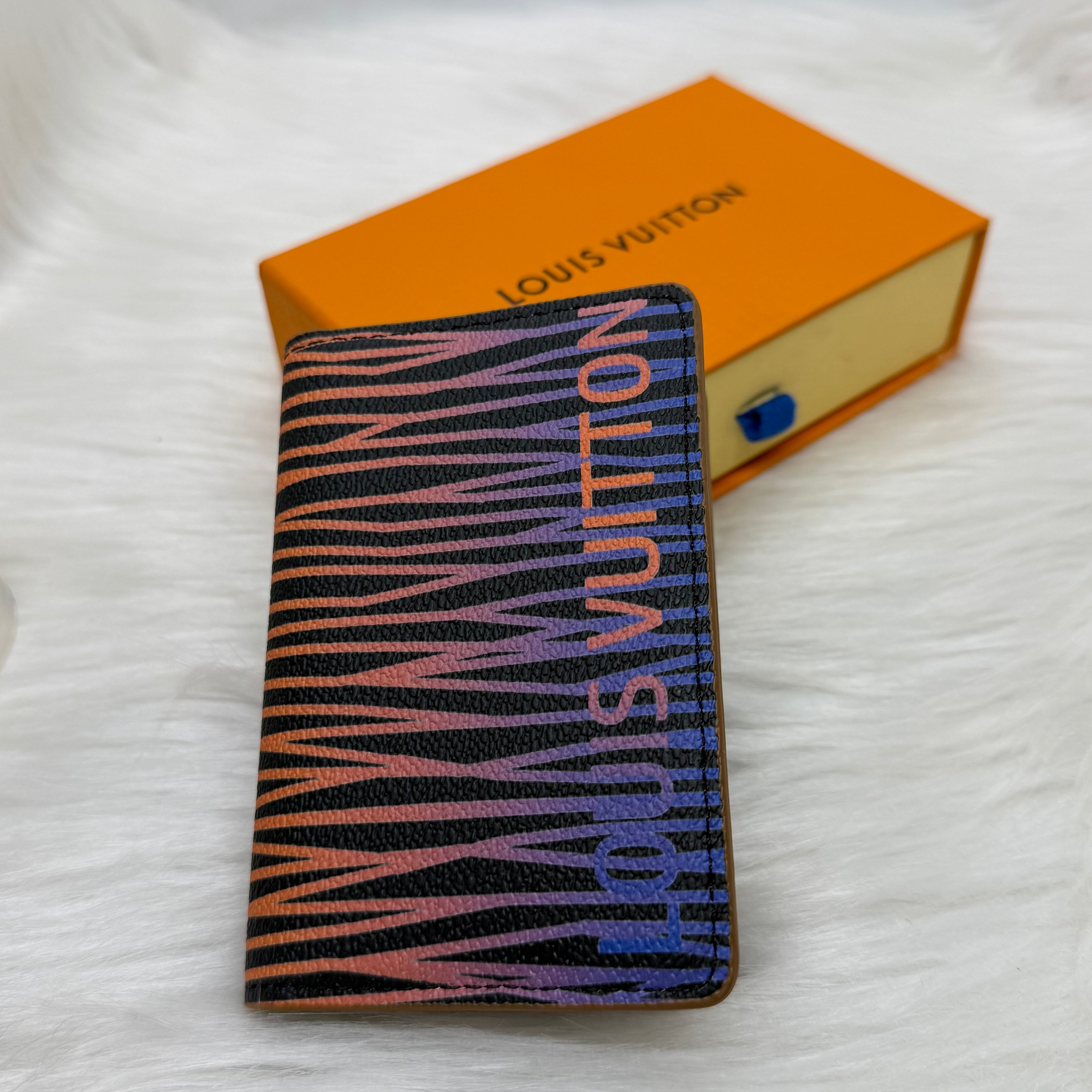Louis Vuitton Pocket Organizer orange and purple gradient stripe pattern