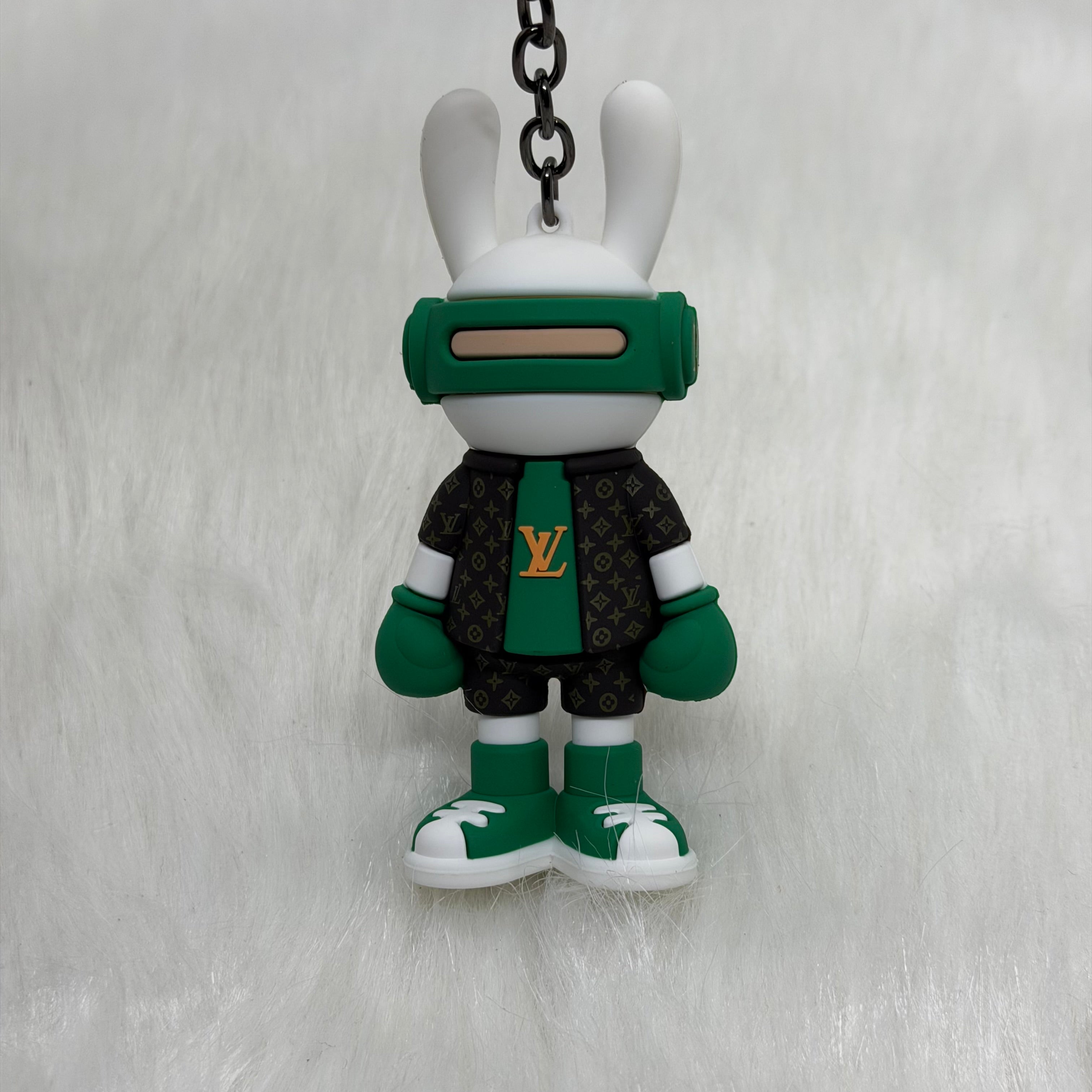 Louis Vuitton Bunny & Leather Strap Keychain |Green|