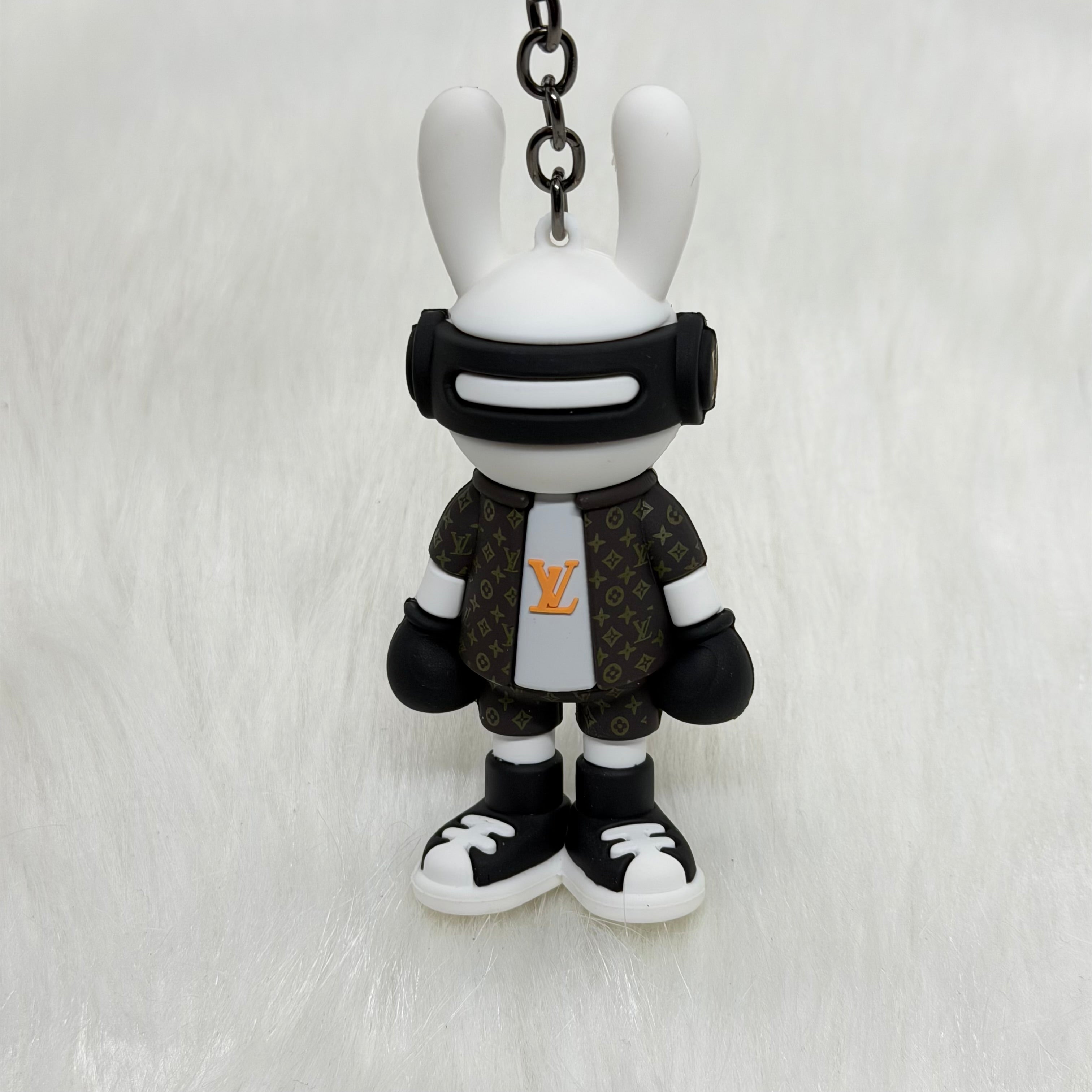 Louis Vuitton Bunny & Leather Strap Keychain |Black|