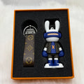 Louis Vuitton Bunny & Leather Strap Keychain |Navy Blue|