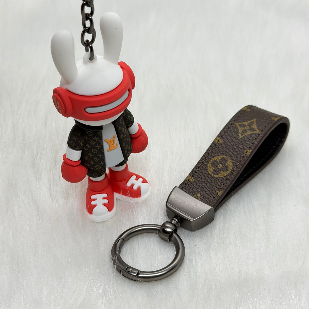 Louis Vuitton Bunny & Leather Strap Keychain |Red|