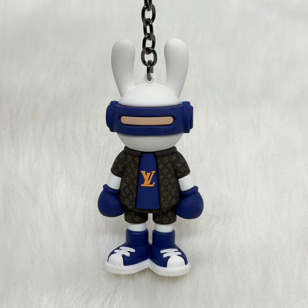 Louis Vuitton Bunny & Leather Strap Keychain |Navy Blue|