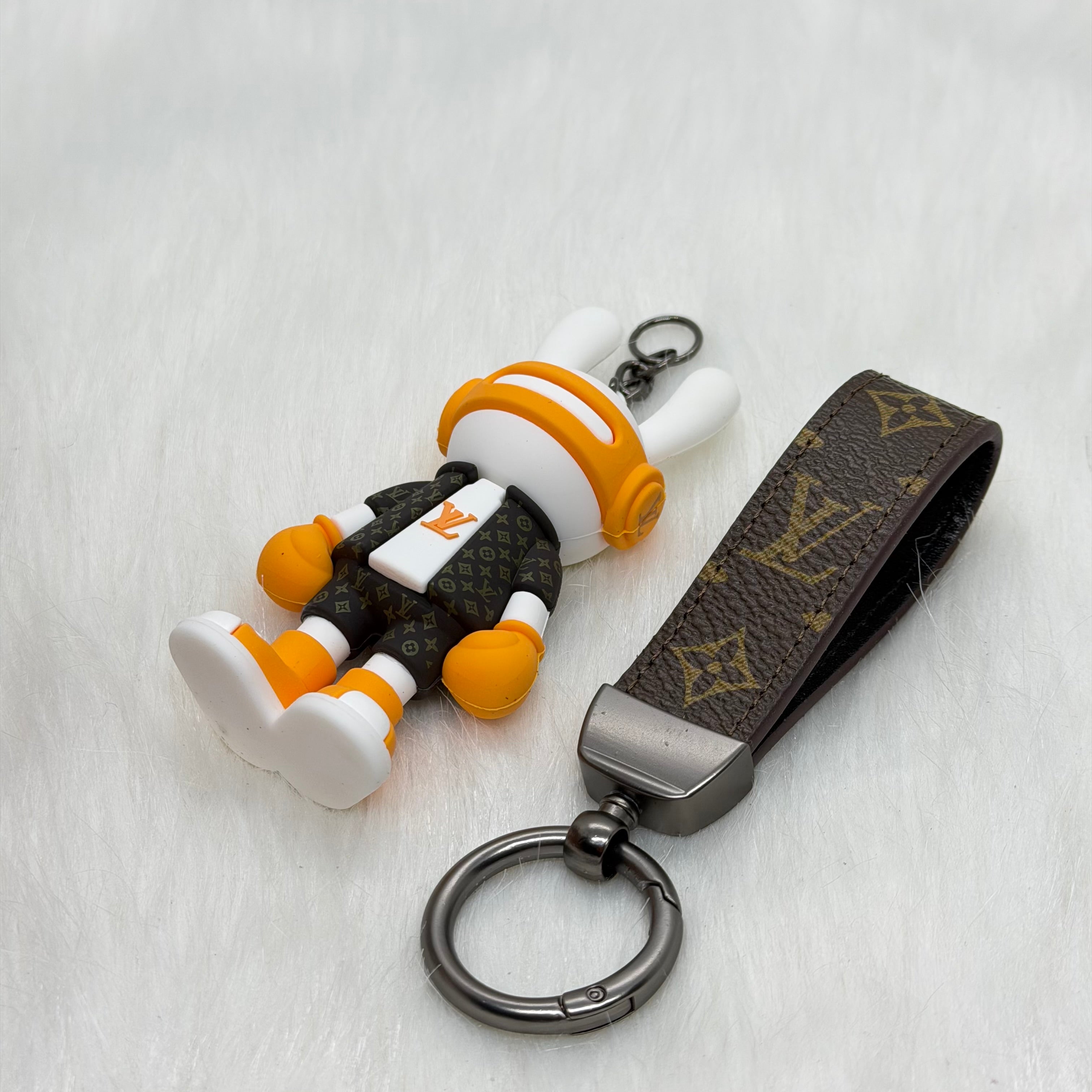 Louis Vuitton Bunny & Leather Strap Keychain |Orange|