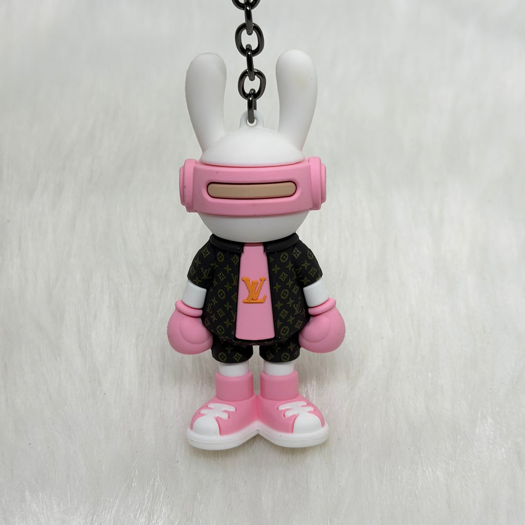 Louis Vuitton Bunny & Leather Strap Keychain |Pink|
