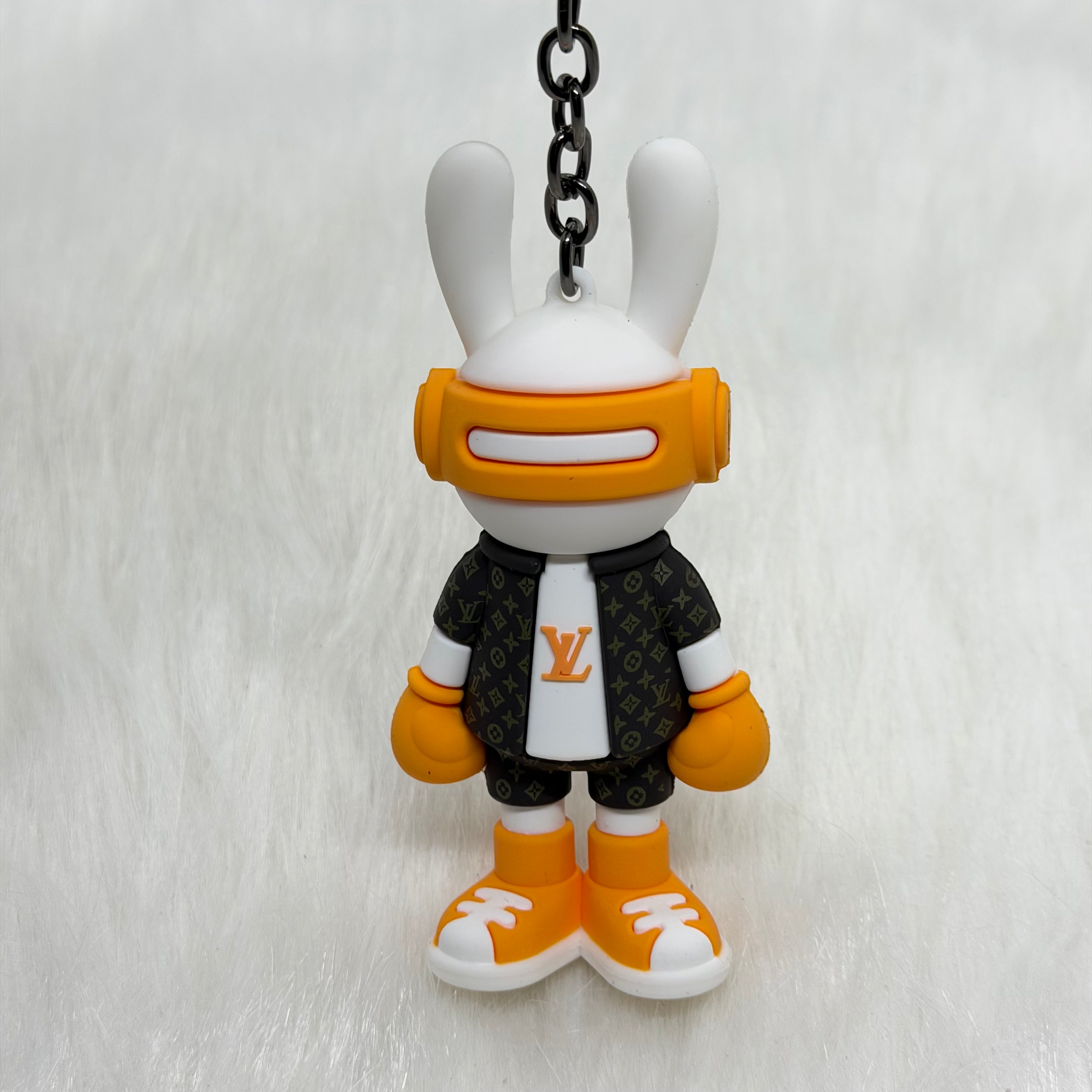Louis Vuitton Bunny & Leather Strap Keychain |Orange|