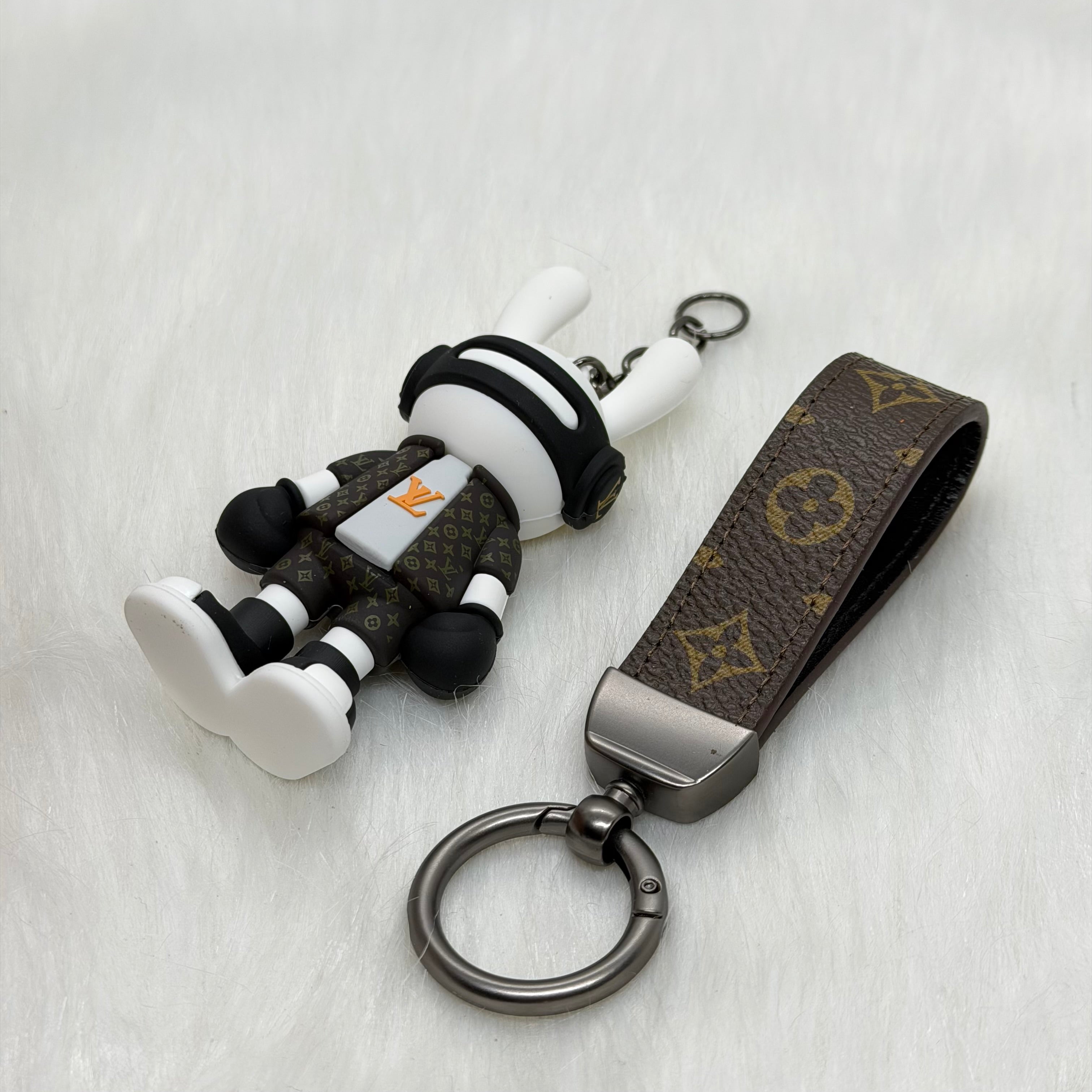 Louis Vuitton Bunny & Leather Strap Keychain |Black|