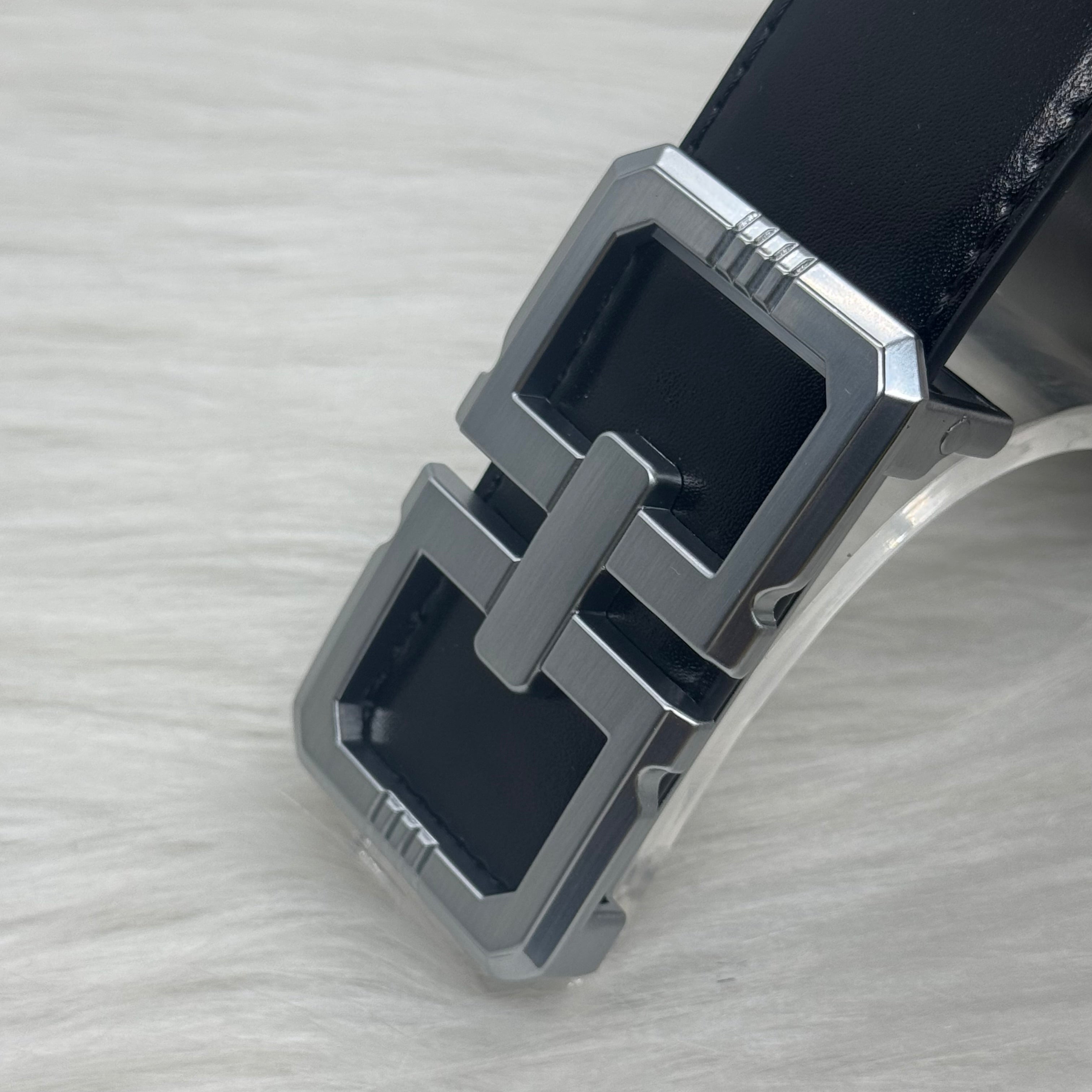Ferragamo Black Belt |Silver Buckle|