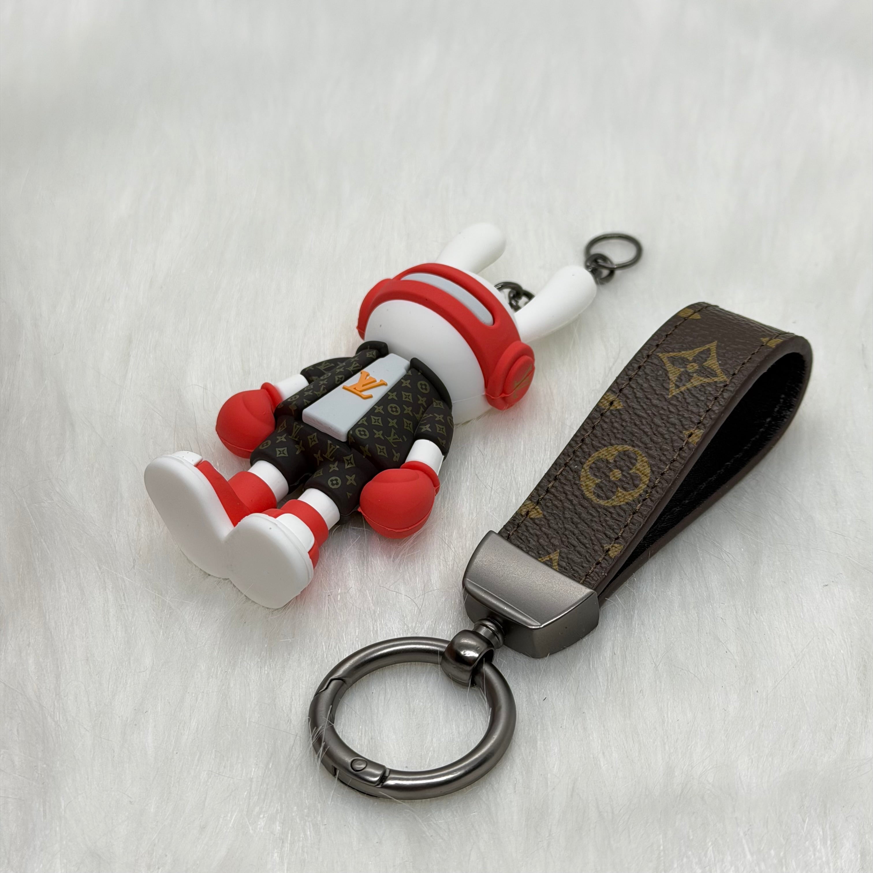 Louis Vuitton Bunny & Leather Strap Keychain |Red|