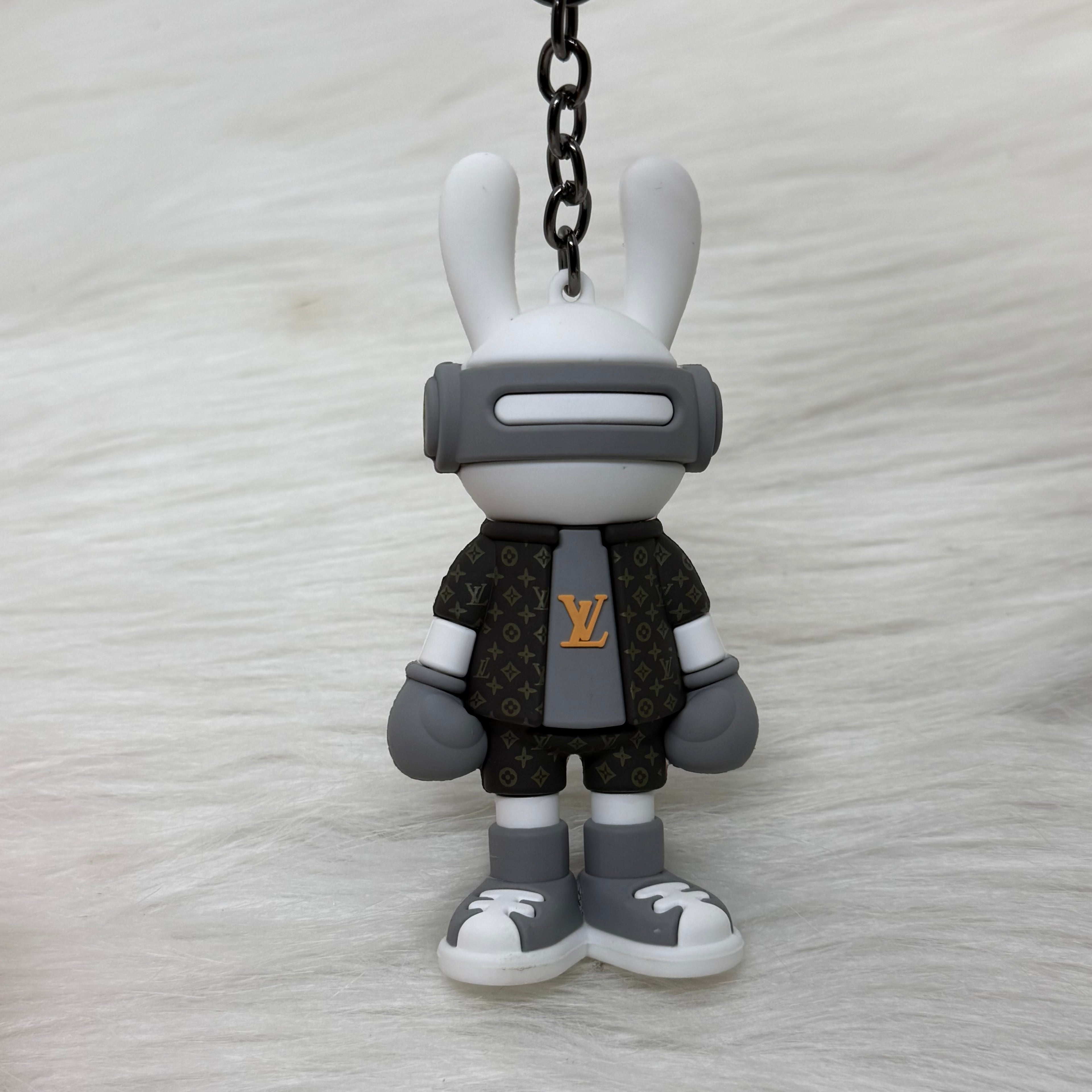 Louis Vuitton Bunny & Leather Strap Keychain |Gray|