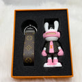 Louis Vuitton Bunny & Leather Strap Keychain |Pink|
