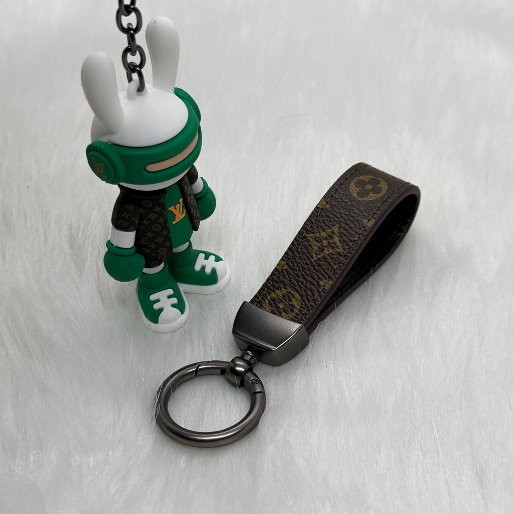 Louis Vuitton Bunny & Leather Strap Keychain |Green|