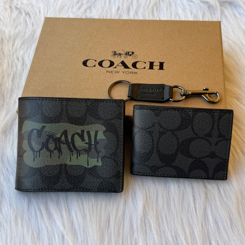 Coach Set Wallet , Card Holder & Medal |Black|